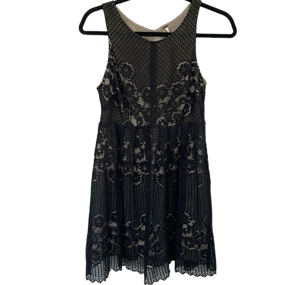 Free People black lace 90’s fairy romantic goth party whimsigoth mini dress 4